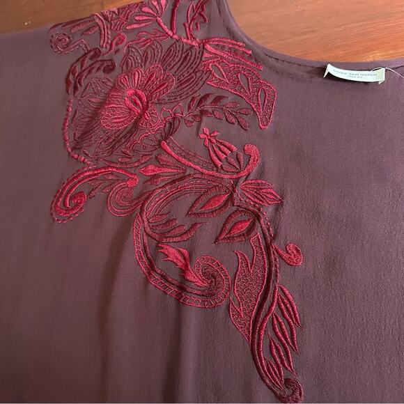 DRIES VAN NOTEN Maroon Sheer Floral Embroidered Silk Blouse Top Shirt NWT 42 - Picture 6 of 13